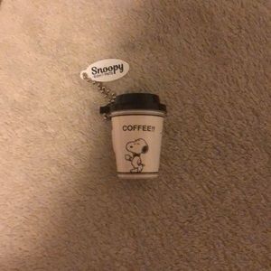 Snoopy coffee cup key chain with flash light
